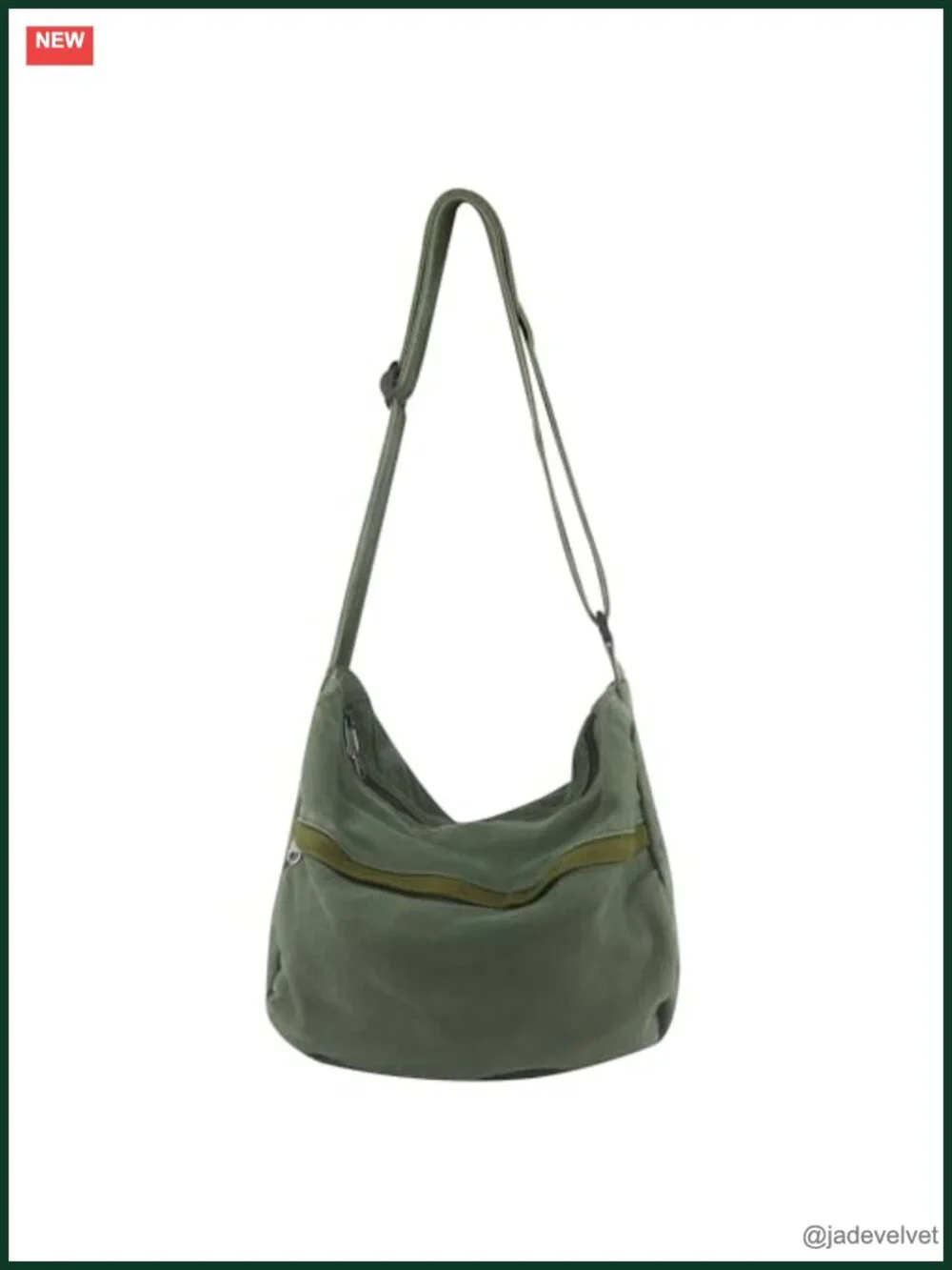 Canvas Hobo Crossbody Messenger Bag with Zipper Pockets